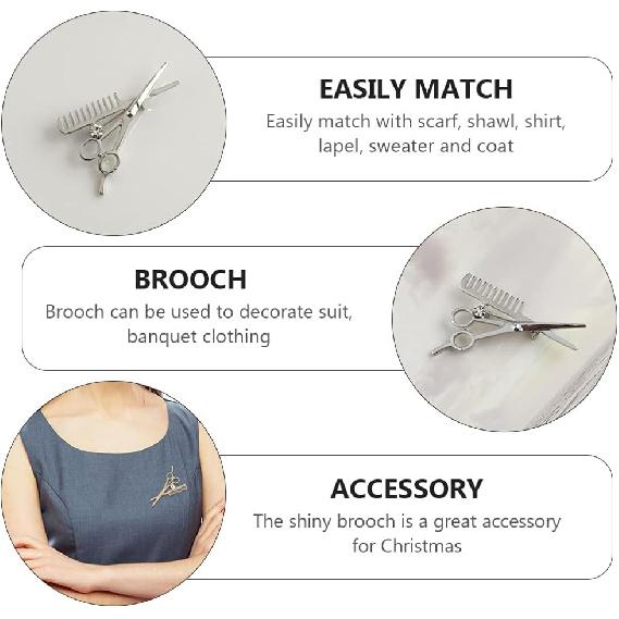 6 шт. Мужская брошь-булавка в виде ножниц и расчески, кристалл, стразы, парикмахерские инструменты, корсажная брошь-булавка, парикмахер, стилист