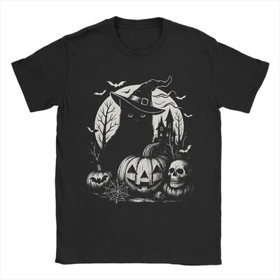 Geist Katze Meme Halloween T-Shirt Strand Reine Baumwolle T-Shirts Für Herren Hippie Lässig T-Shirt Kurzarm Y2K Lässige Kleidung