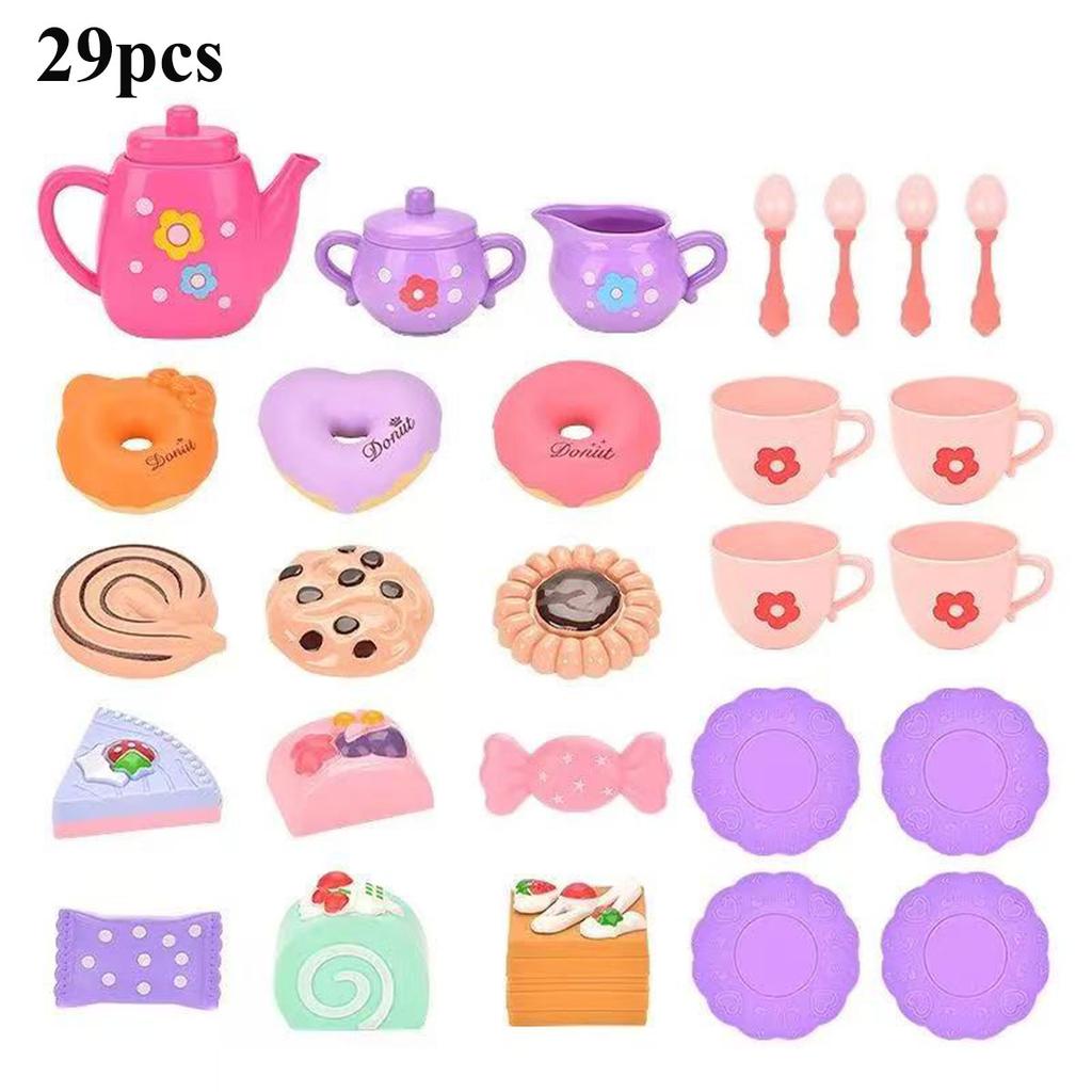 Kids Childrens Tea/Pastry Playset Toy Simulation Pretend Play Food Playset for Children Montessori Toddler Children Gift Present Kitchen Girl