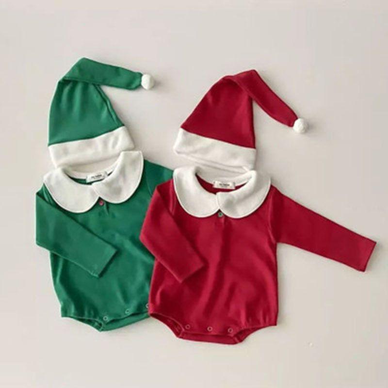 Baby Christmas Clothes, Winter Fleece Version, Red Christmas Romper Jumpsuit Set for Boys and Girls