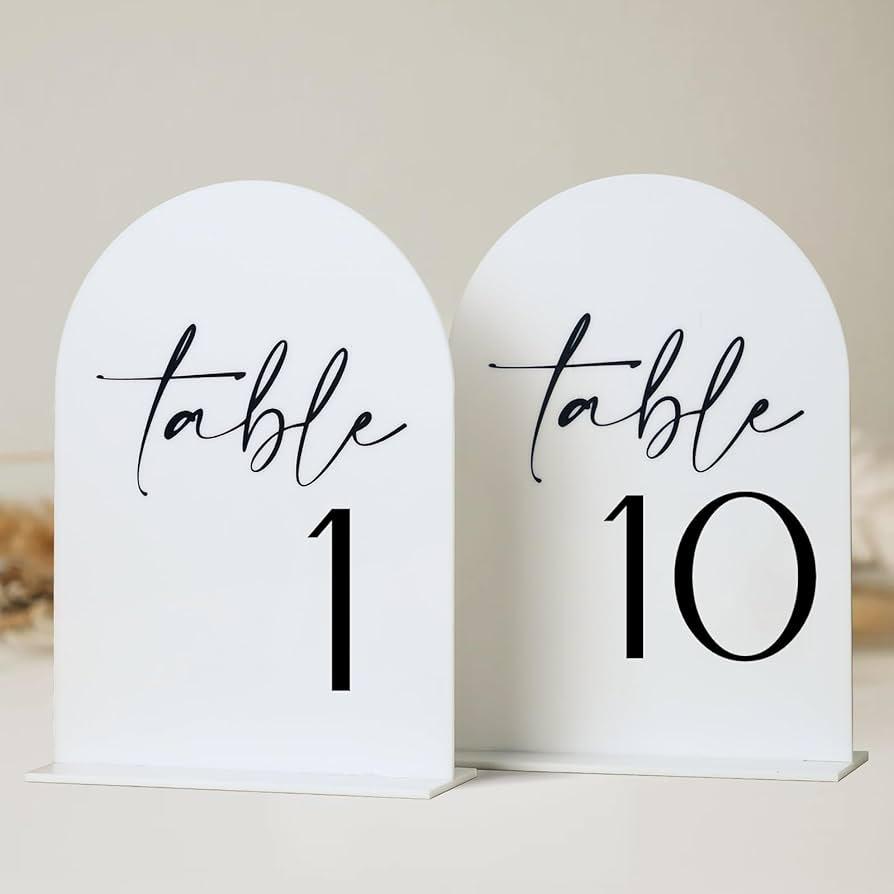 Arch Acrylic Wedding Table Number Card with Stand Mirrored Table Number Holder for Wedding Reception,Party,Anniversaries,Event