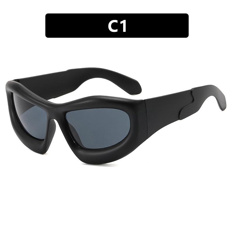 Y2K Персонализированные солнцезащитные очки Bubble Oversized Hip Hop Concave Sunglasses Trendy Sunglasses as shown