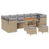 Set de canapé de jardin 10 pièces avec coussins beige poly rotin acacia, Set de salle à manger de jardin 3 pièces 3361472