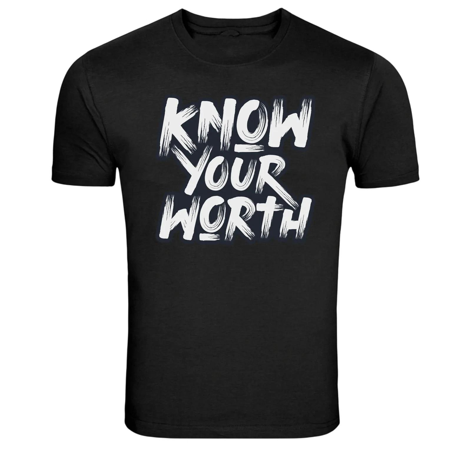 Know Your Worth Motivational Quote Graphic T-Shirt XXXXL