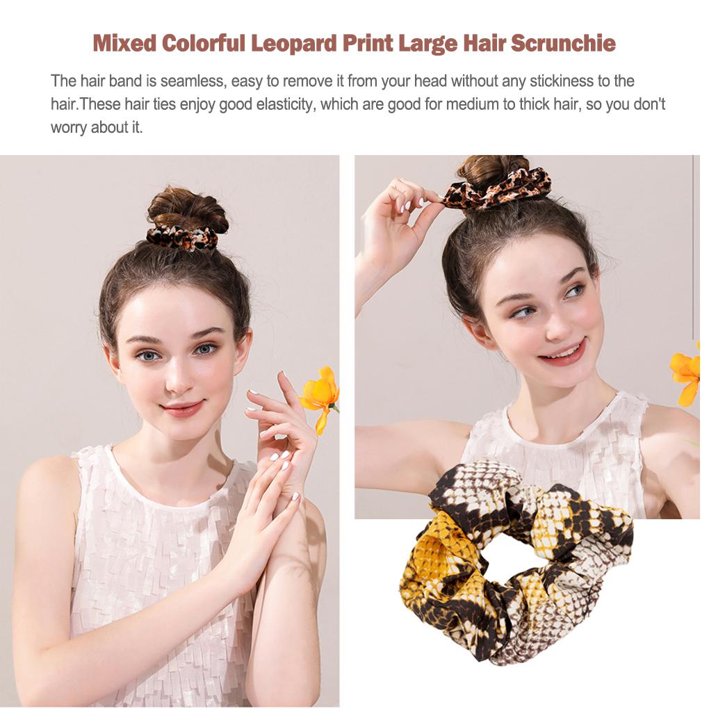 Large Hair Scrunchies Leopard Print Thick Stretchy Adjustable Ponytail Holder Bobbles Hairs Band Accessories Multi Color