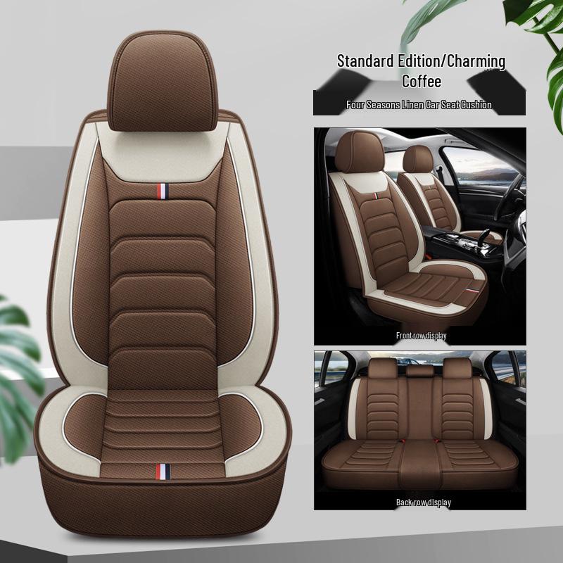 Linen Universal Car Seat Cover - Non-Slip, Full Wrap, All-Season Use