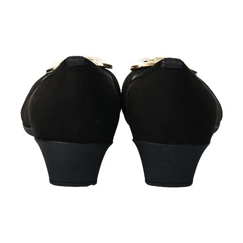 Bridget Birkin Women's Metal Buckle Walking Pumps, Size 24.5cm, Black Suede, 535220