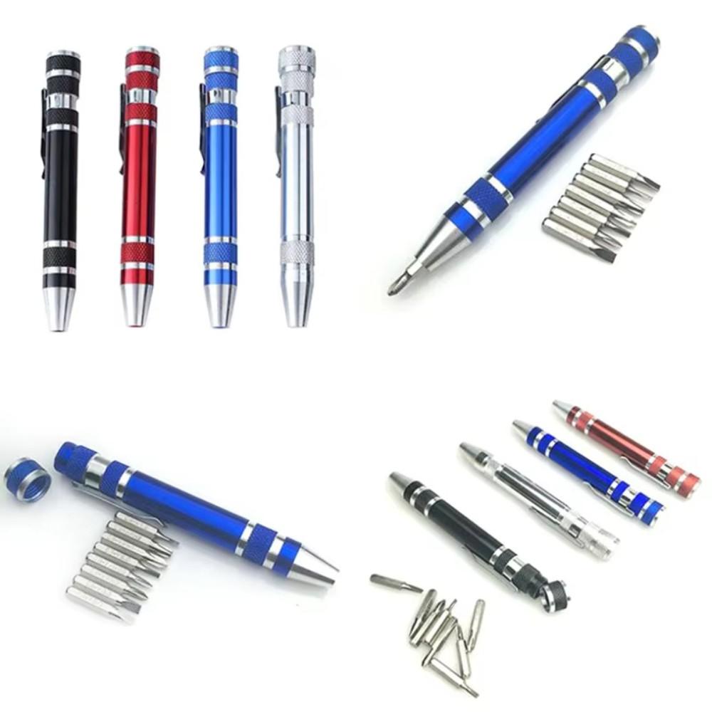 8-in-1 Tragbarer Aluminiumlegierung Schraubendreher Stift-Tasche Mini Schraubendreher Stift Reparatur Handwerkzeuge Set - Wechselbare Bits für einfache Reparaturen & Demontage