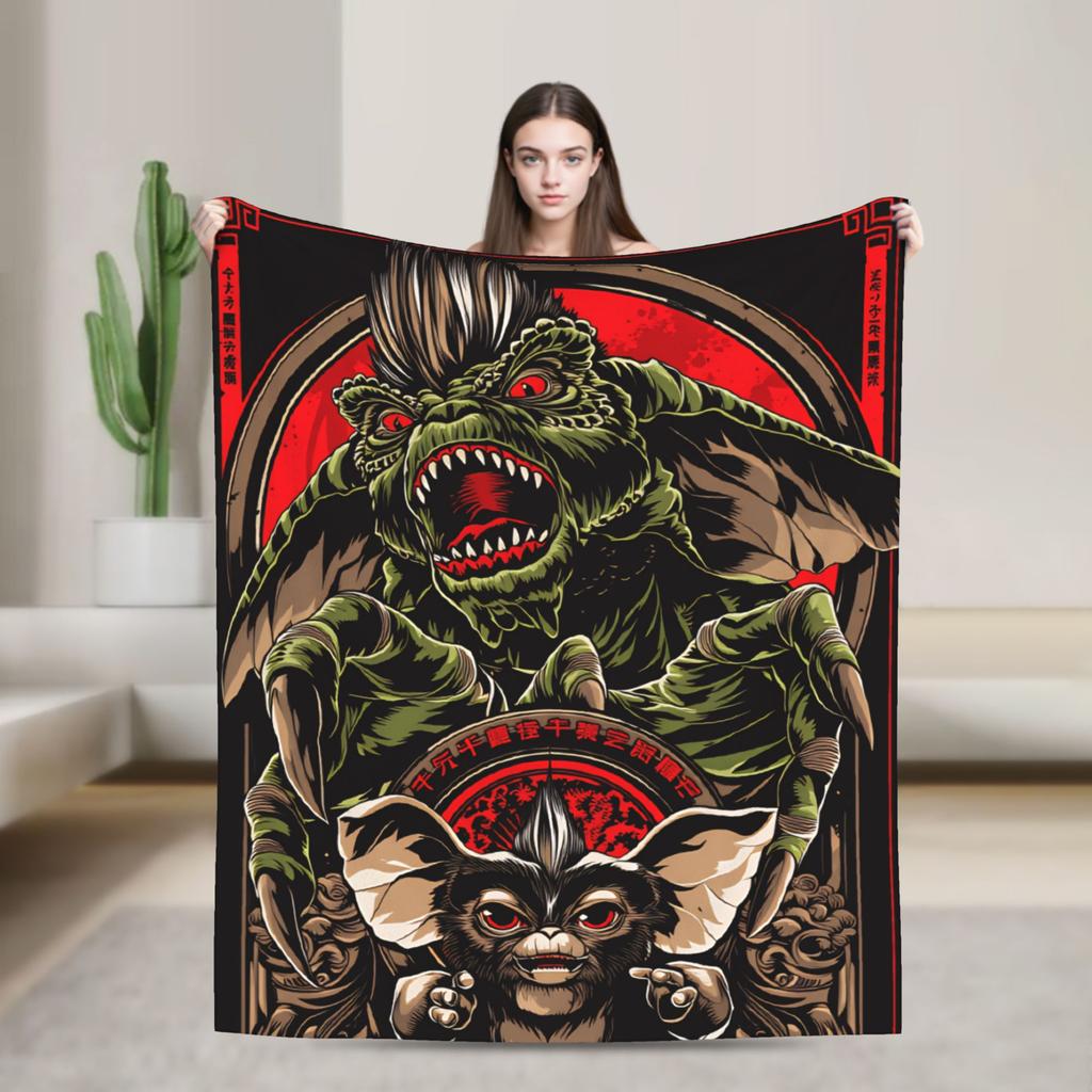 Christmas Horror Movie   Warm Blankets G-Gremlins Gizmo Camping Plush Bedding Throws Home Decor Flannel Bedspread Sofa Bed Cover