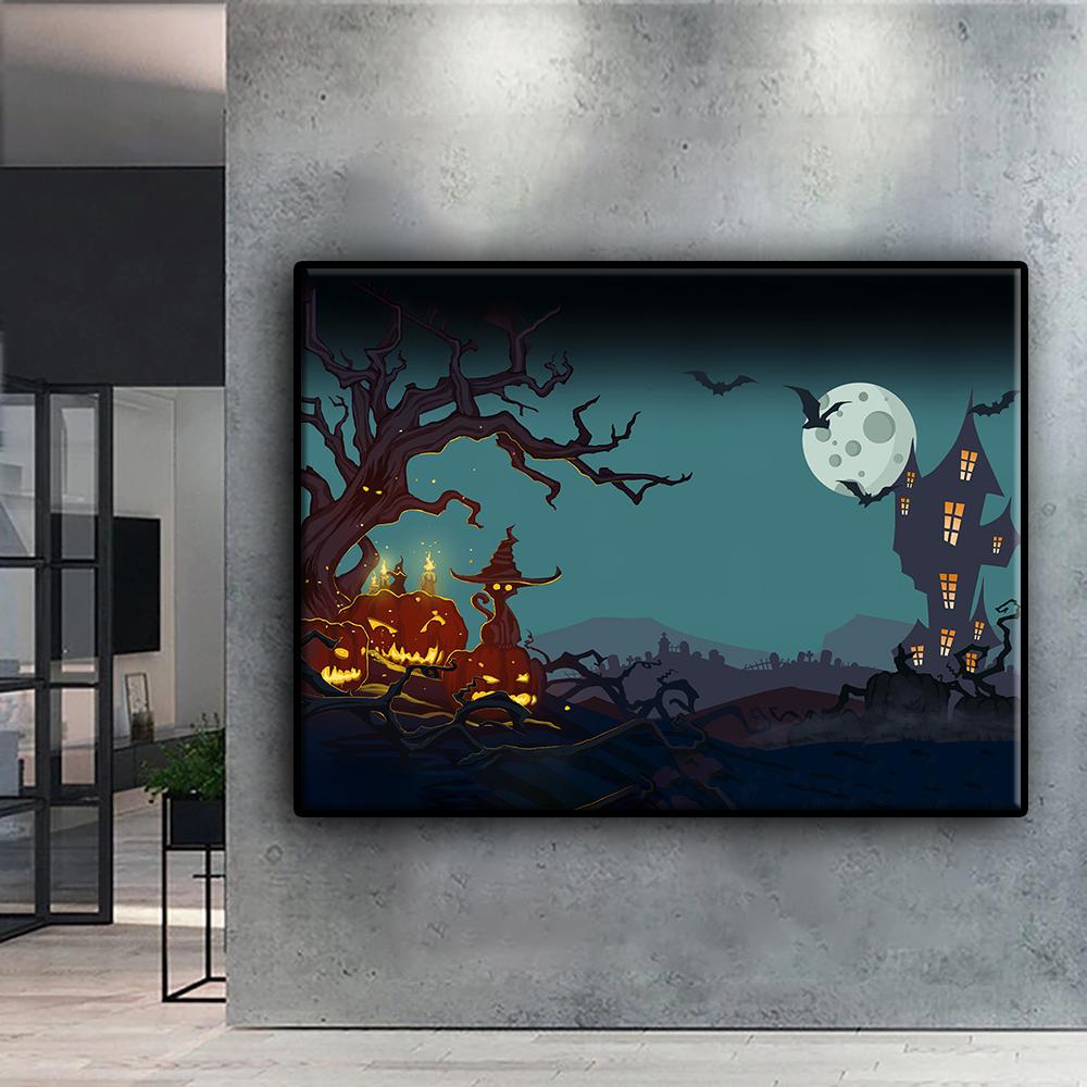 5D DIY Halloween Pumpkin And Witch Castle Cross Stitch Rhinestones Diamond Drawing Embroidery Mosaic Home Decor