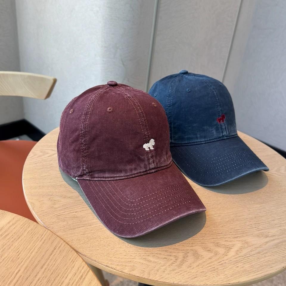 Simple pony embroidery washed baseball cap children wide brim enlarged face small pure cotton sunshade cap men