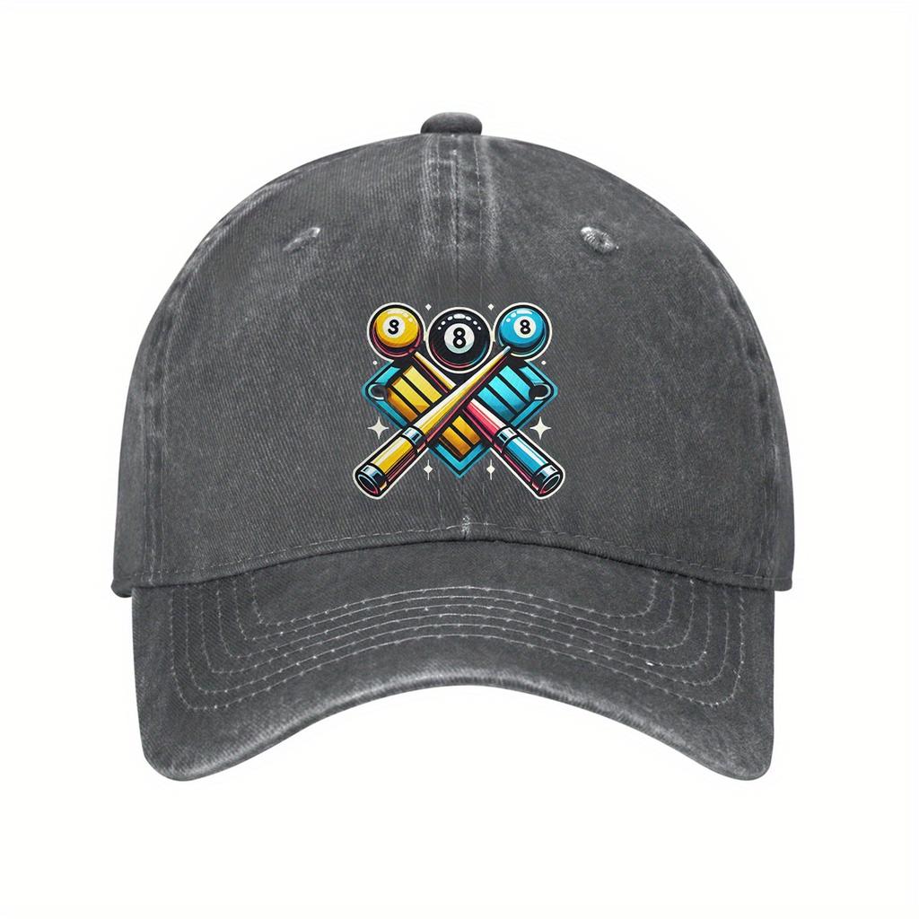 Billiard Pool Balls Cues Baseball Cap Adjustable Cotton Casual Outdoor Unisex Cap
