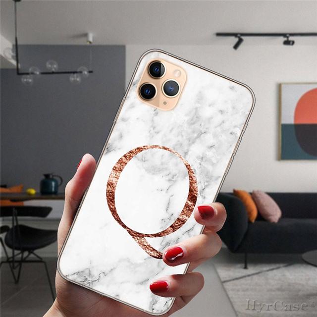 For Iphone 14 Plus 13 12 Pro Max 11 14promax Transparent Case Fashion Marble A To Z English Initial Letters Soft Silicone Cover