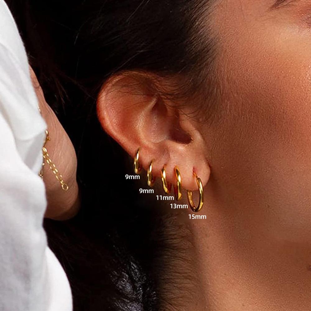 CARLIDANA Luxury Jewelry 14K Gold Plated No Fade Hoop Earrings Simple Style Non Tarnish Stainless Steel Clip On Earrings