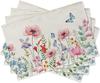 Spring Anemone Flower Placemats Set of 4, Watercolor Pink Floral Butterfly Dining Table Place Mats Home Kitchen Decor, Summer Seasonal Washable