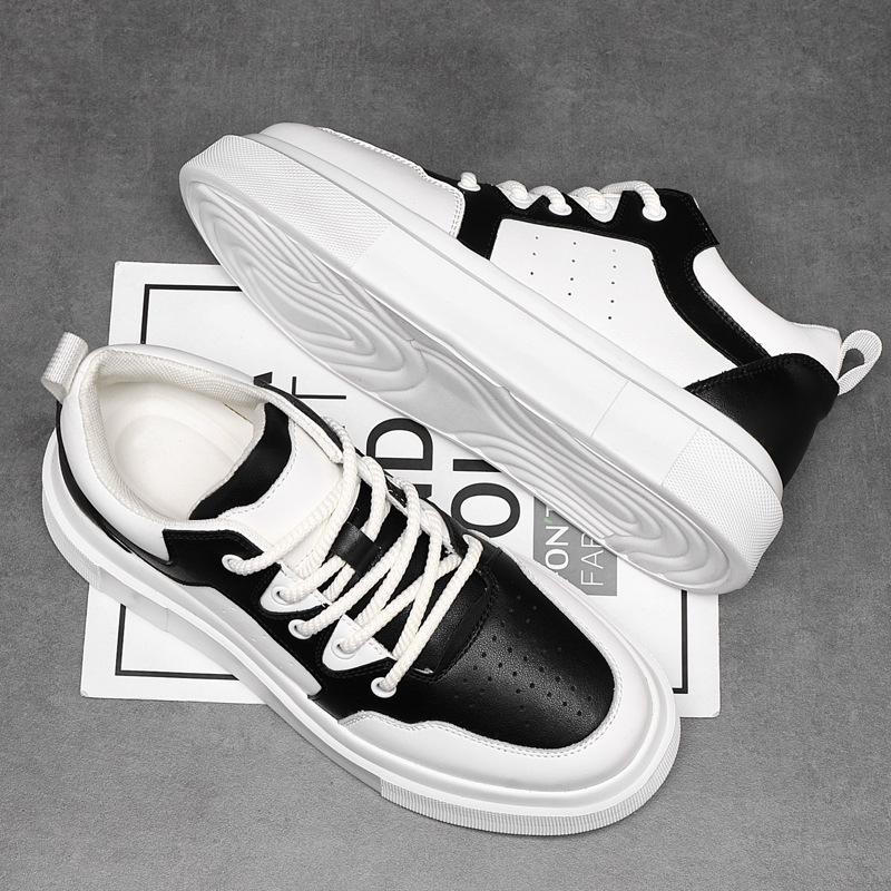 Inner Heightening Board Shoes Men's 8cm Senior Sense 2025 New Leather Breathable Sports and Leisure Shoes Light Platform Men's Shoes