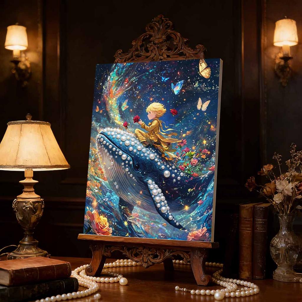 5D Pearl Jigsaw Puzzle Set  Prince on The Whale Pattern Square Pearl  Home Decoration  Handmade Gift Pearl Artistic Home Decor Item