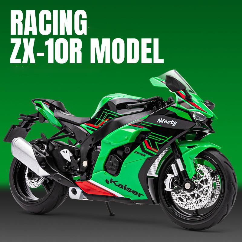 1/12 Kawasaki Ninja ZX10R Alloy Die Cast Motorcycle Model Toy Vehicle Collection Sound and Light Off Road Autocycle Toys Car