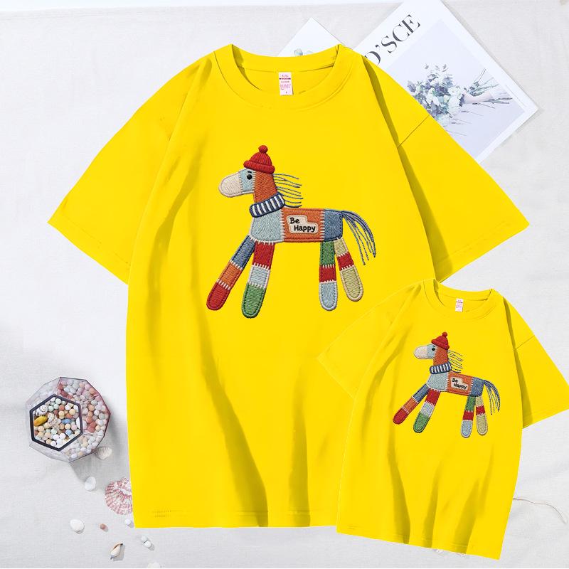 2026 Year of the Horse Red T-Shirt - Unisex Cotton Short Sleeve for Family Photos & New Year Greetings