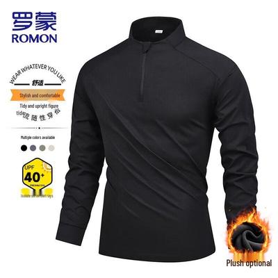 Herren Langarm-T-Shirt mit Stehkragen