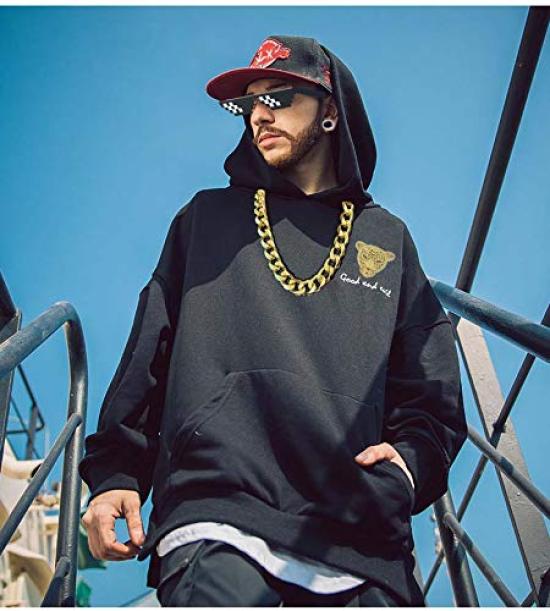 Thug Life Gold Chain Gold Oversized Gold Plastic Fake Gold Punk Punk Element Gold Necklace Hip Hop Costume Decoration Net Red Props Length [Lorigun]