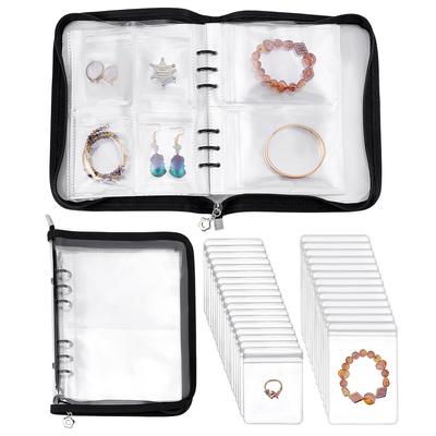 1set Transparent PVC Jewelry Organizer Storage Zipper Bag Mixed Color 25.6x19x2.4cm