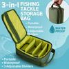 3-in-1 Fishing Tackle Bag Portable Waterproof Fishing Reel Storage Bag 3 Adjustable Dividers Oxford Cloth