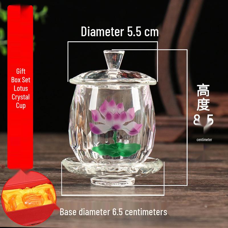 Coppa per Acqua per Altare Buddista in Ceramica di Loto con Mantra della Grande Compassione - Tazza per Offerte a Guanyin