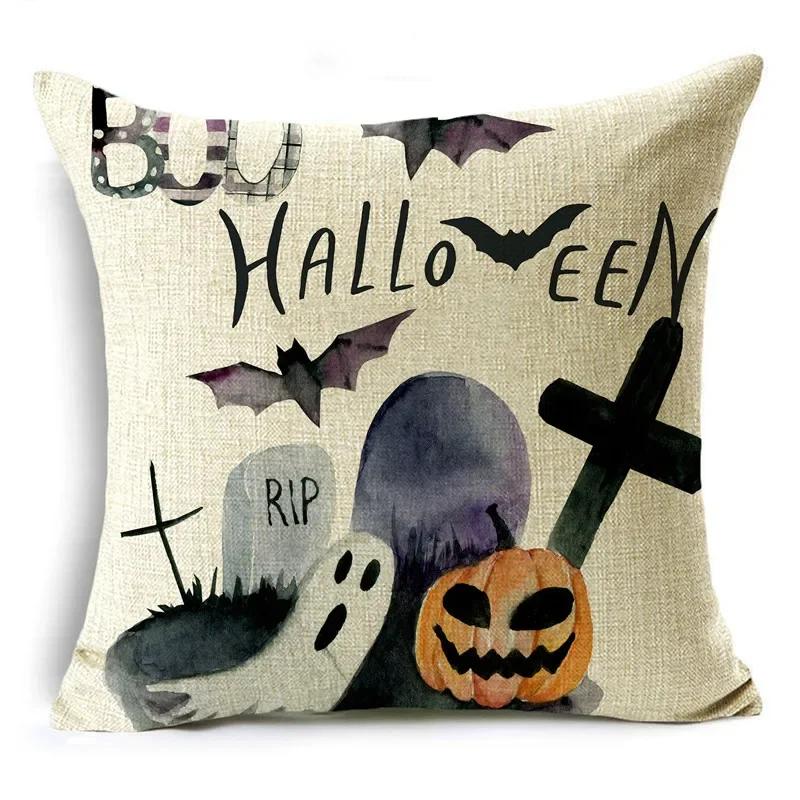 

Halloween Theme Creative Illustration Pillowcase Bat Pumpkin Sofa Lumbar Pillow Cushion Cover 40*40cm/45*45cm/50*50cm 16x16Inch
