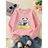 European Sizes Kids' Crewneck Sweatshirt - Cute Panda Holding Bamboo Rayon Rayon Smile , Sportswear And Casual Wear, Soft And Comfortable