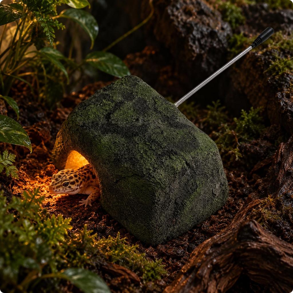 Heated Reptile Hide Cave 12 V Stable for Reptiles Keepers, Enclosures EU Plug