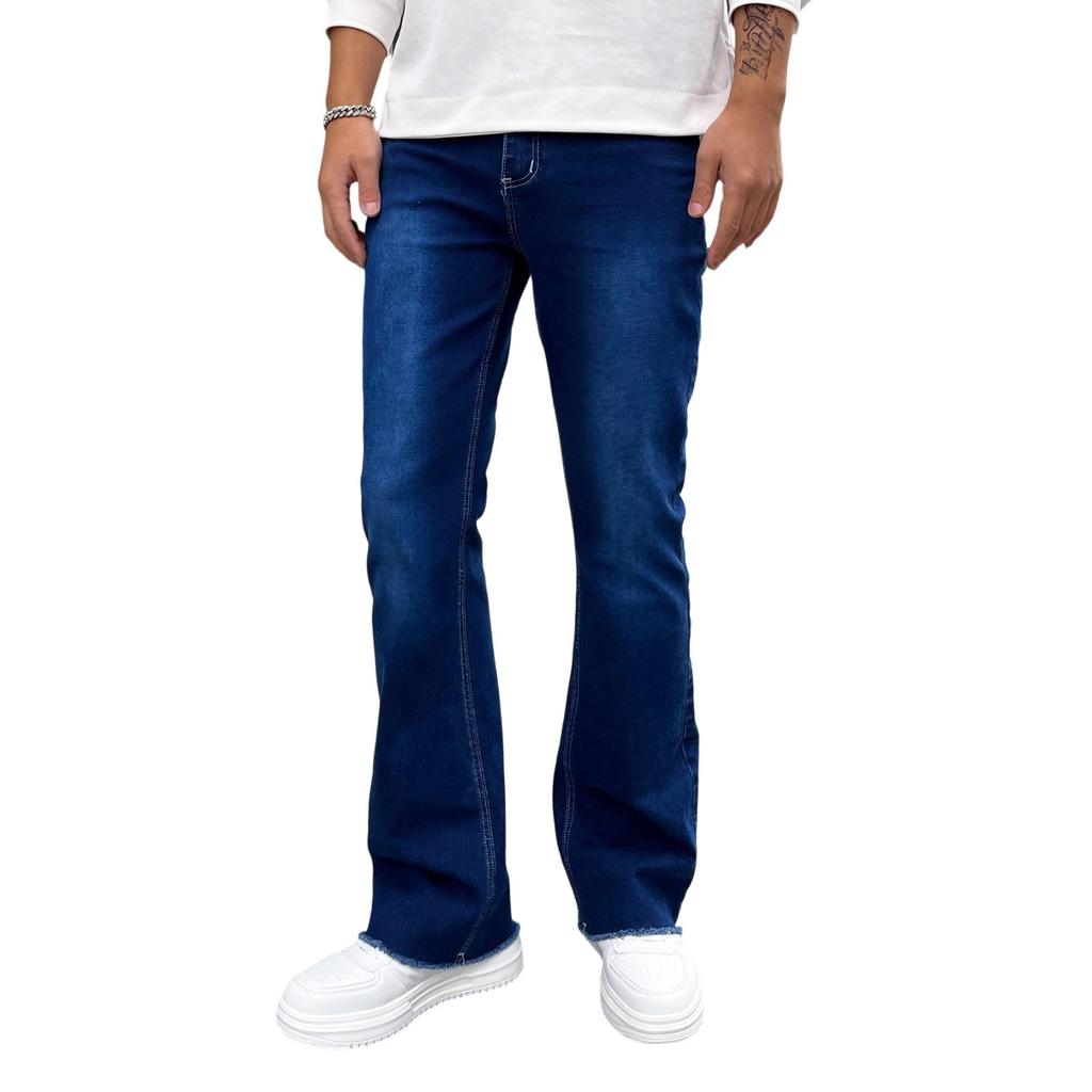 Herren Lässige Kleine Gerade Jeanshosen Mode Weite Hosen Farbe Jeans