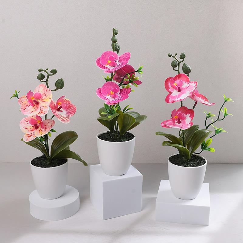 Bonsai Artificial Butterfly Orchid Silk Flower Potted Fake Plants For Home Garden Decoration Office Room Table Ornaments Wedding
