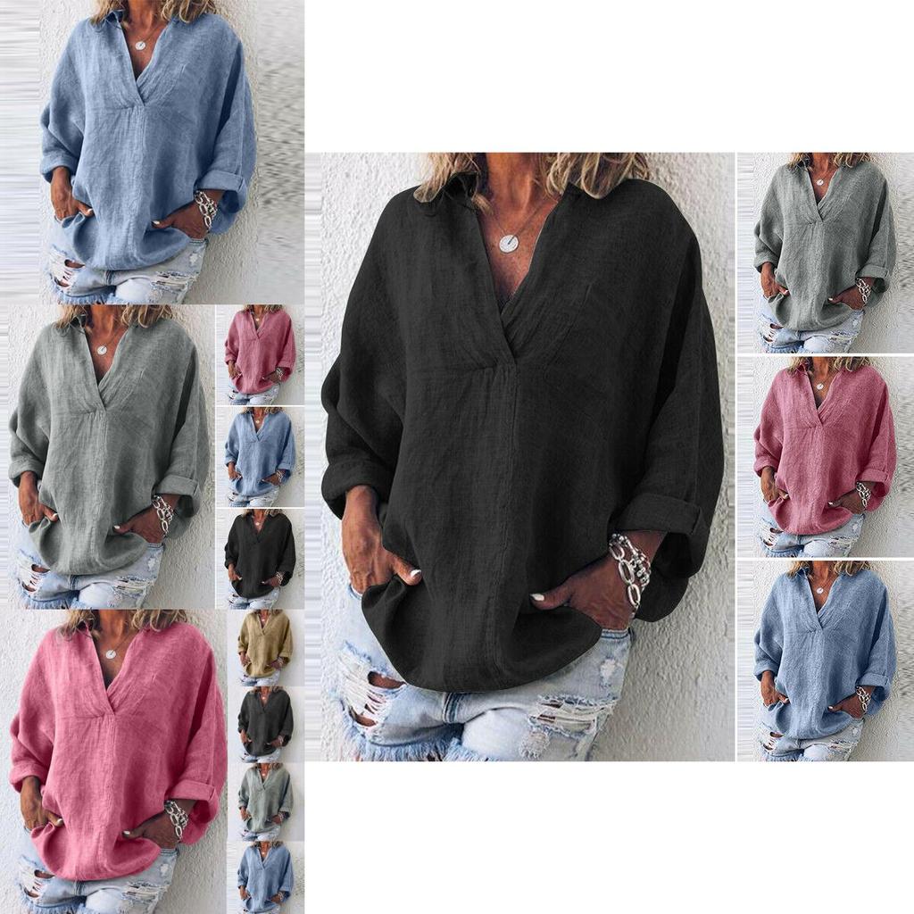 Luxuriously Comfortable Oversized Cross V Neck Shirt For Women In Ethnic Solid Design