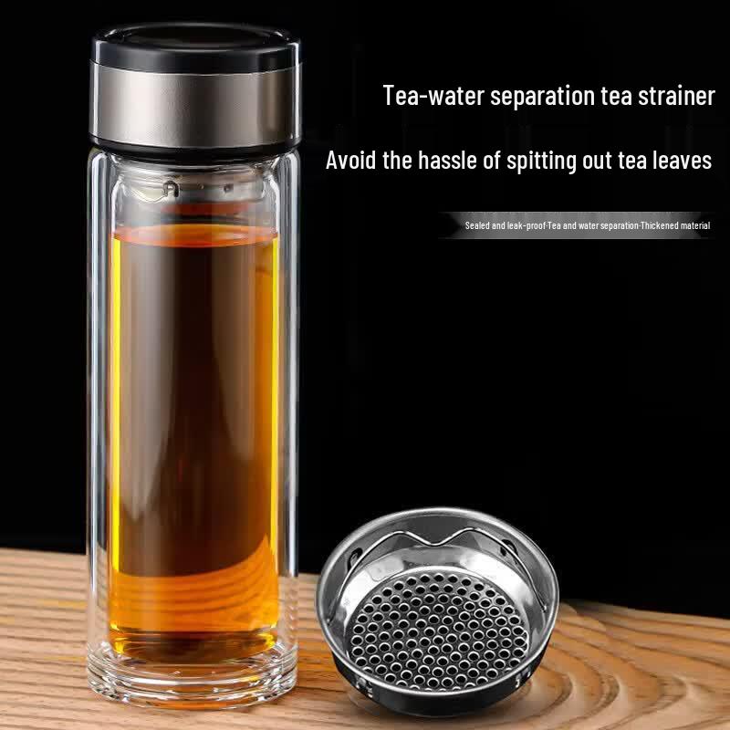 ZCJiaMei High Borosilicate Double Wall Glass Tea Infuser Cup