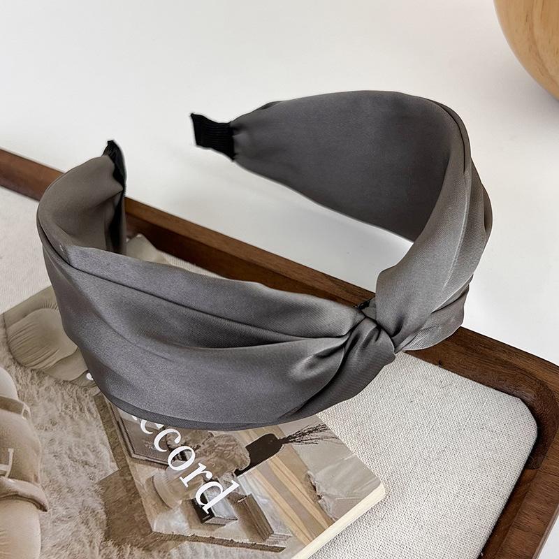 Retro Coffee Color Satin Knotted Wide Headbands for Woman Temperament Elegant Hairband Hair Hoop Female Fashion Hair Accessories