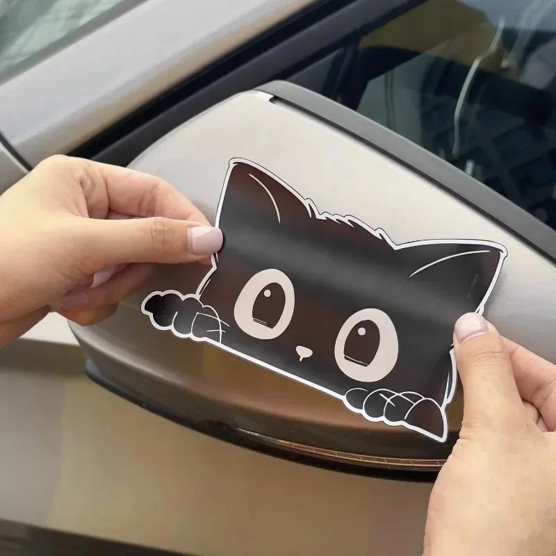 Car Stickers Block Scratches Stealing Glances At Black Cat Waterproof Decal Scratch Masking Car Motorcycles Electric Car Sticker