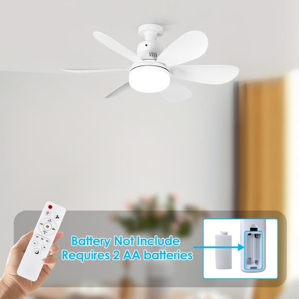 Multifunctional E26/E27 Smart Socket Ceiling Fan, Dimmable LED Lights ,Noiseless Ceiling Fans for Bedroom, Kitchen, Living Room