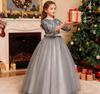 Girls' Long Sleeve Sequin Evening Gown for Banquets