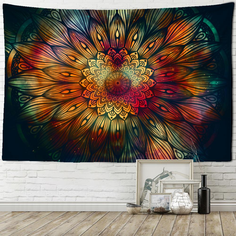 Colorful Starry Sky Mandala Tapestry Wall Hanging Bohemian Style Psychedelic Witchcraft Art Home Decor
