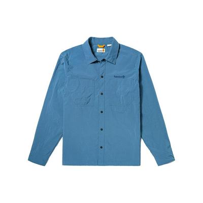 Urban Outdoor Solid Color Polo Button Comfortable Casual Long Sleeve Shirt Men Shirts Navy-Blue A689S-DJ5