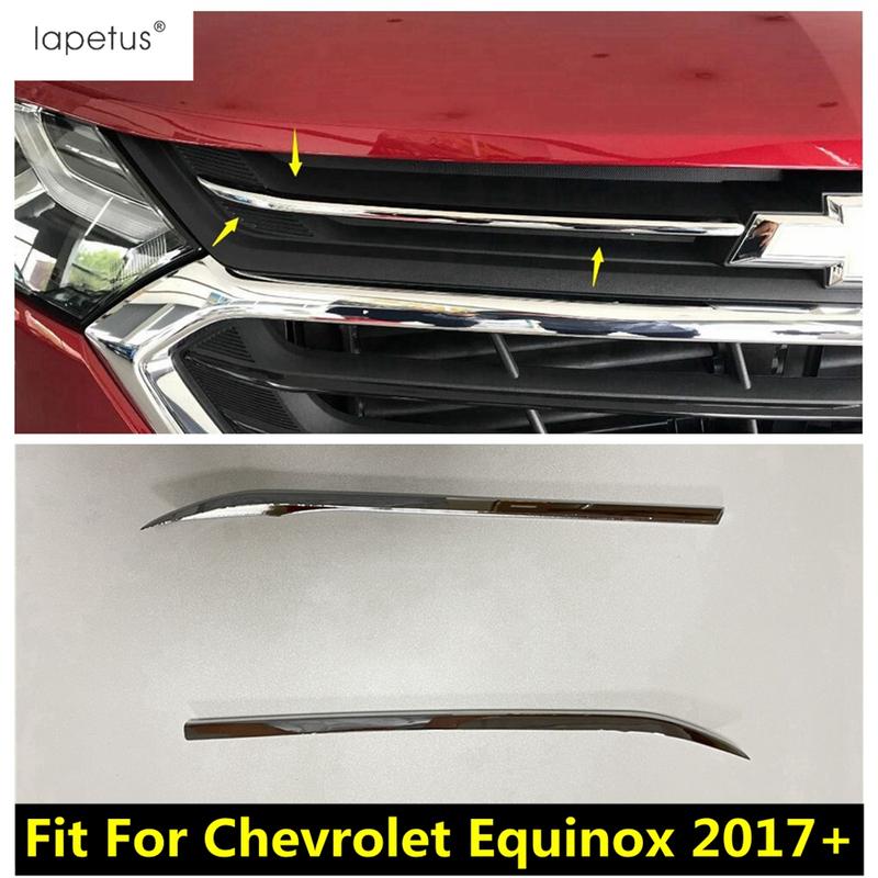 2 Pcs Chrome Front Head Middle Grille Grill Lid Strip Decor Molding Cover Trim Accessories For Chevrolet Equinox 2017 -