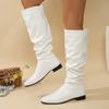 Fashion 2024 Winter New Solid Color Round Head Square Heel Knee-high Boots Fashion Comfortable Wear-resistant Boots Shoes for Women