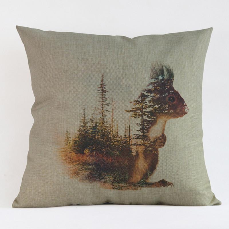 Animal Landscape Special Design Style Throw Pillow Case Rabbit Wolf Dog Elk Home Decor Living Room Sofa Cushion Cover Cojines