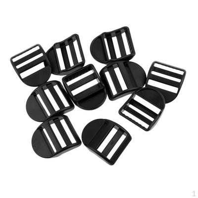Set of 10pcs Black Durable Plastic Slide Buckles for 25mm/ 1 Inch Outdoor Camping Backpack Webbing