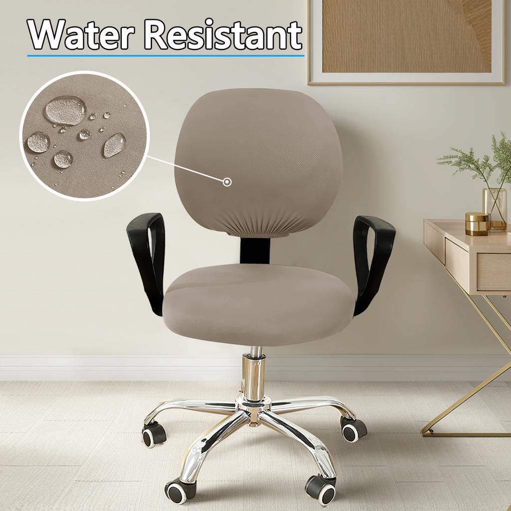 1set Milk Fiber Office Desk Chair Cover 2-Piece Stretch Elastic Computer Chair Slipcover Proof Dustproof Chair Protector
