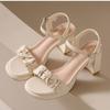 Women's Versatile High Heel Sandals 5cm/1.97in /7cm/2.76in Summer Chunky Heel Open Toe Fashionable One Buckle High Heels