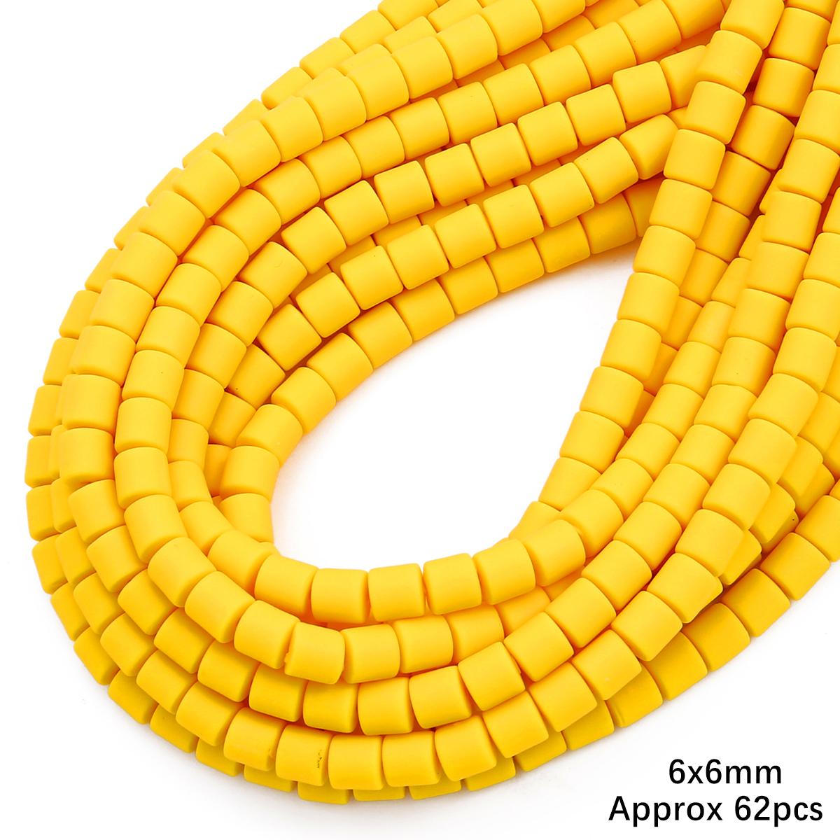 

6x6 мм, 60 шт./пакет, плоские круглые цилиндры из полимерной глины, бусины для изготовления ювелирных изделий своими руками, браслет, ожерелье жёлтый