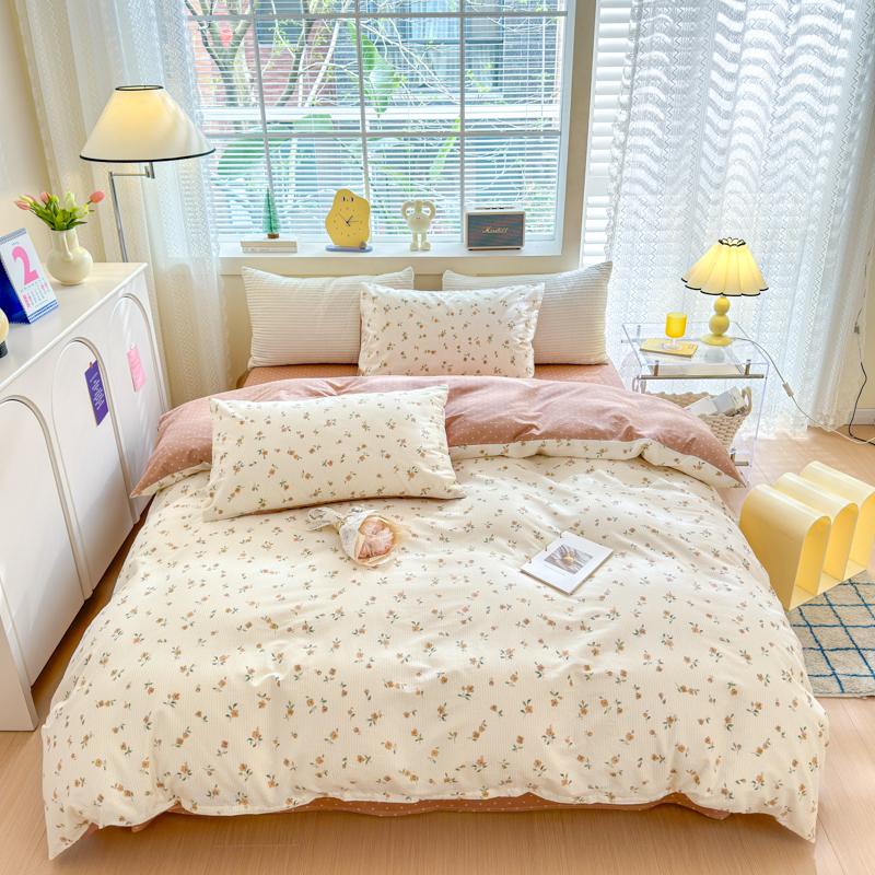 

Комплект постельного белья с рисунком розовых цветов в саду, 3 шт., милый кролик, 100% хлопок, мягкий, удобный, комплект постельного белья 150x200cm Single 3Pc