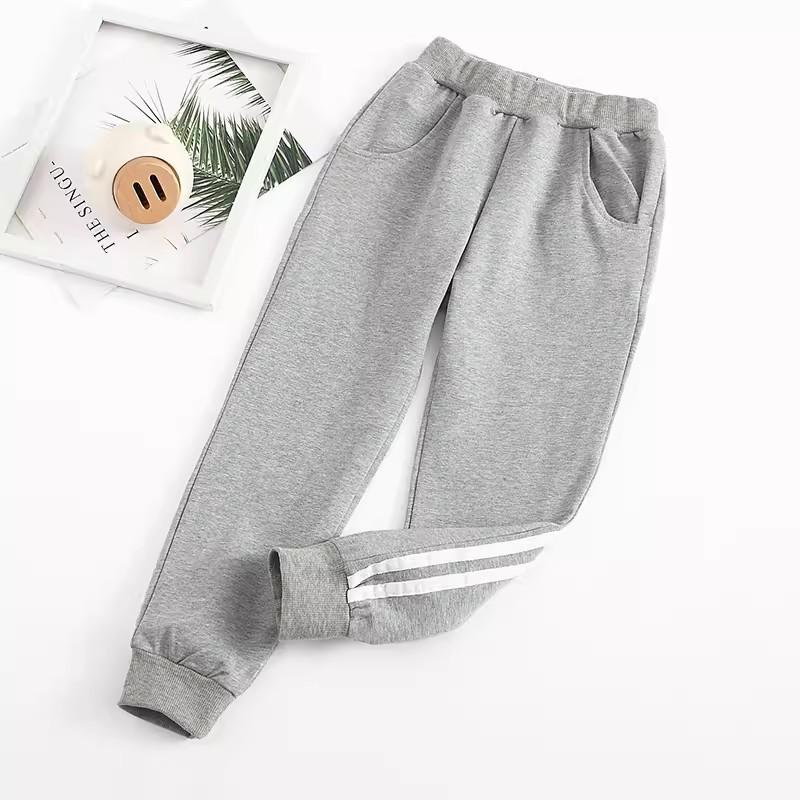 Chlapecké bavlněné tepláky na jaro a podzim - Ležérní dlouhé kalhoty pro děti, styl školní uniformy.